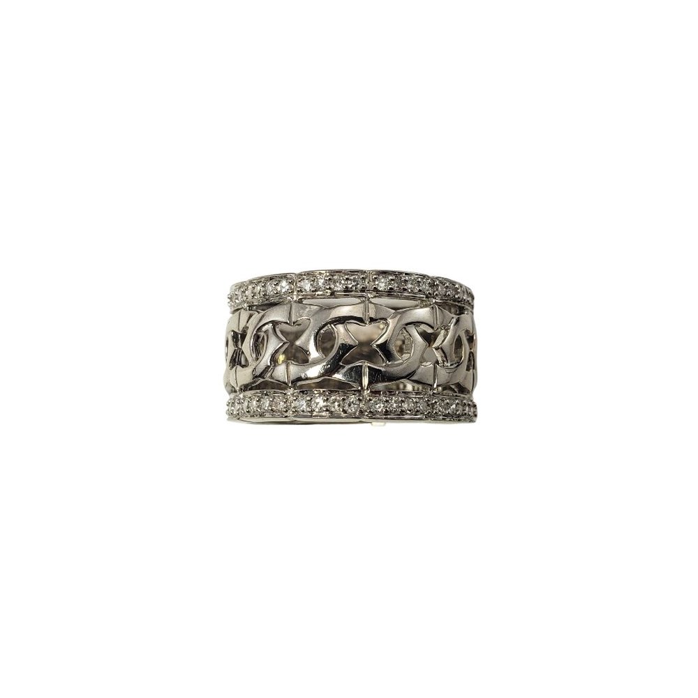 Vintage 14 Karat White Gold and Diamond Band Ring Size 8.25 #11976